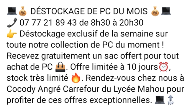 Vente de pc