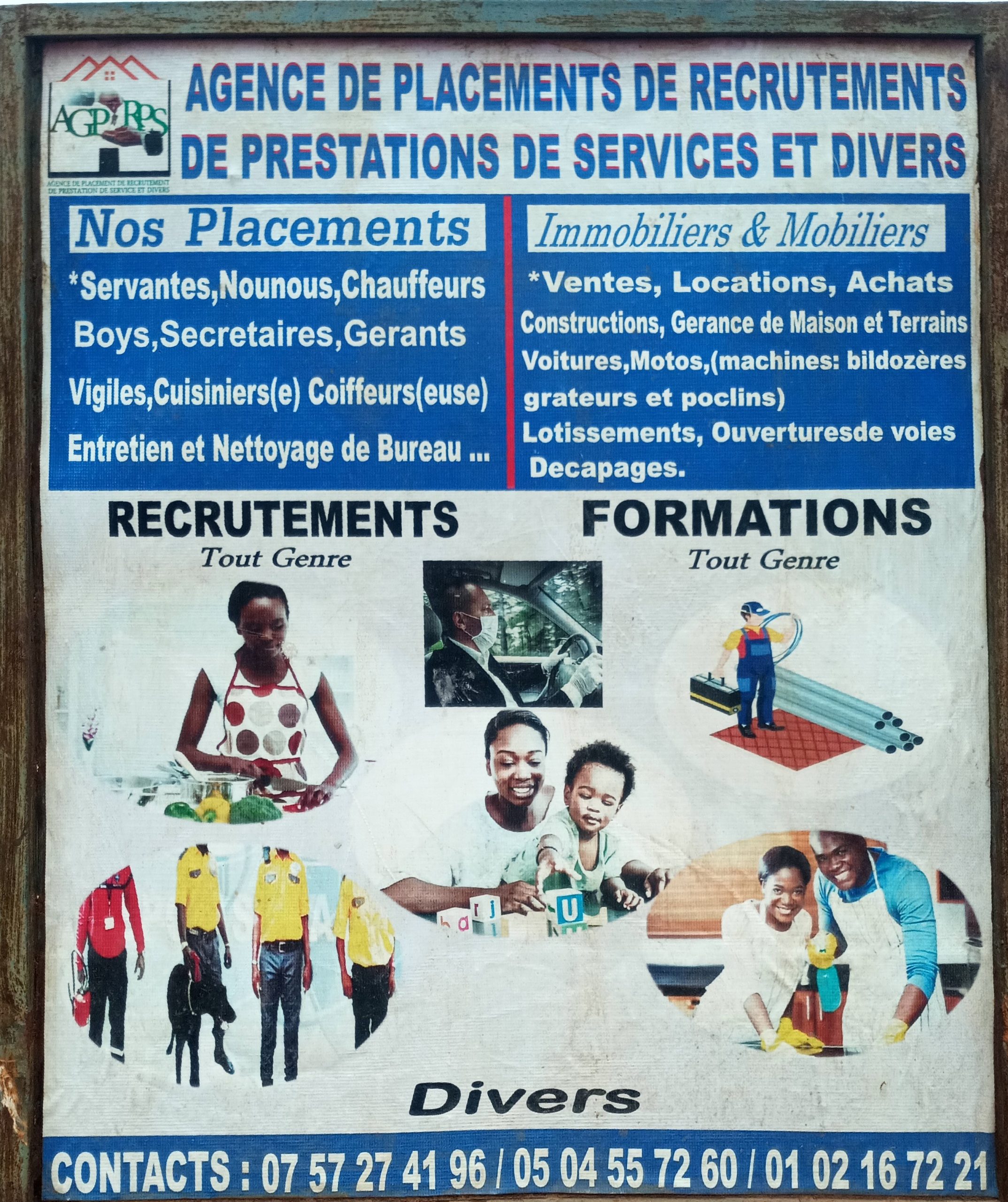 AGENCE DE PLACEMENT DE RECRUTEMENTS DES PRESTATIONS DE SERVICES ET DIVERS